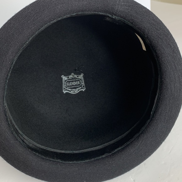 Vintage Henry Pollak Derby Hat Glenover Black Netting Velvet Flower Appliqués - Picture 14 of 16